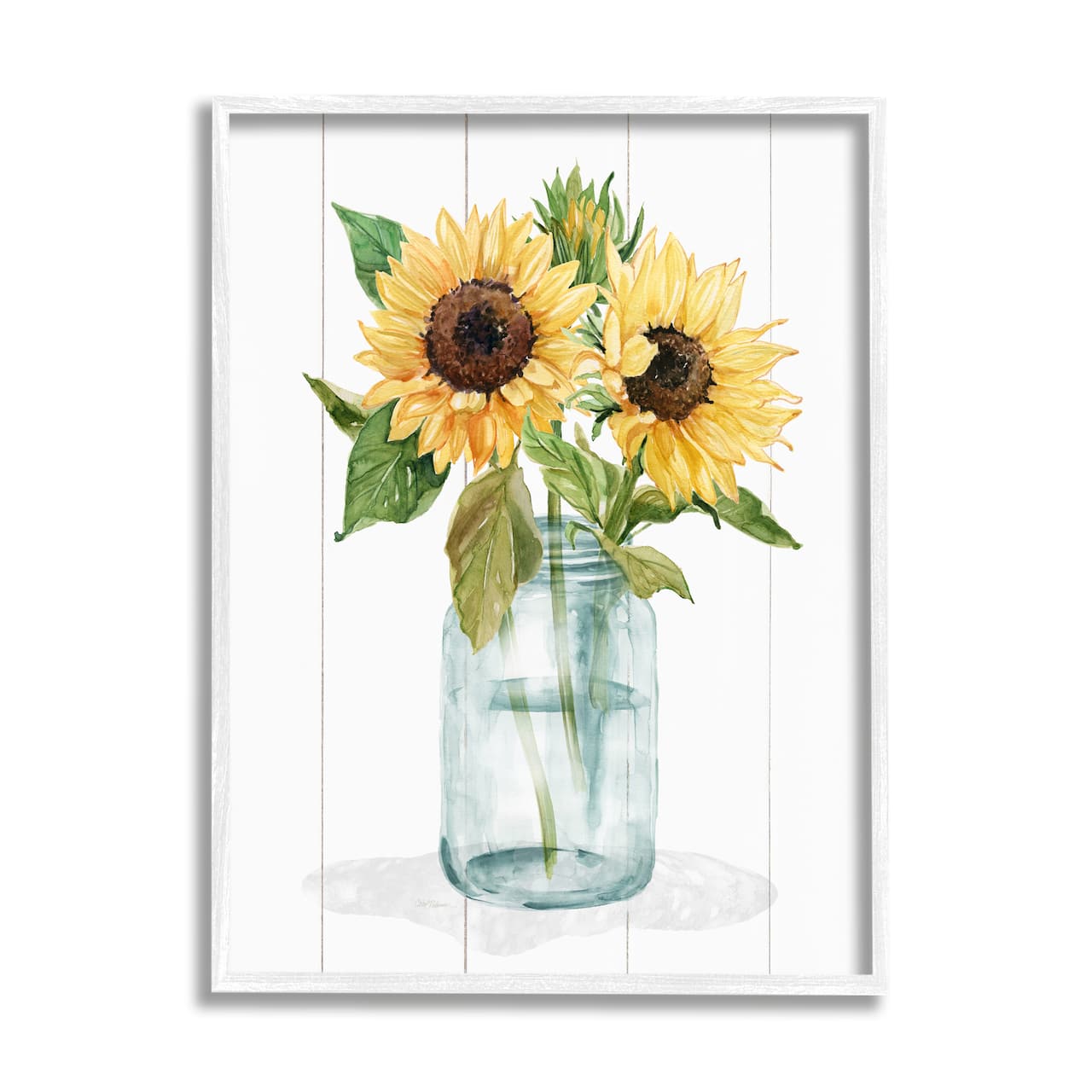 Stupell Industries Yellow Sunflowers Country jar Framed Giclee Art